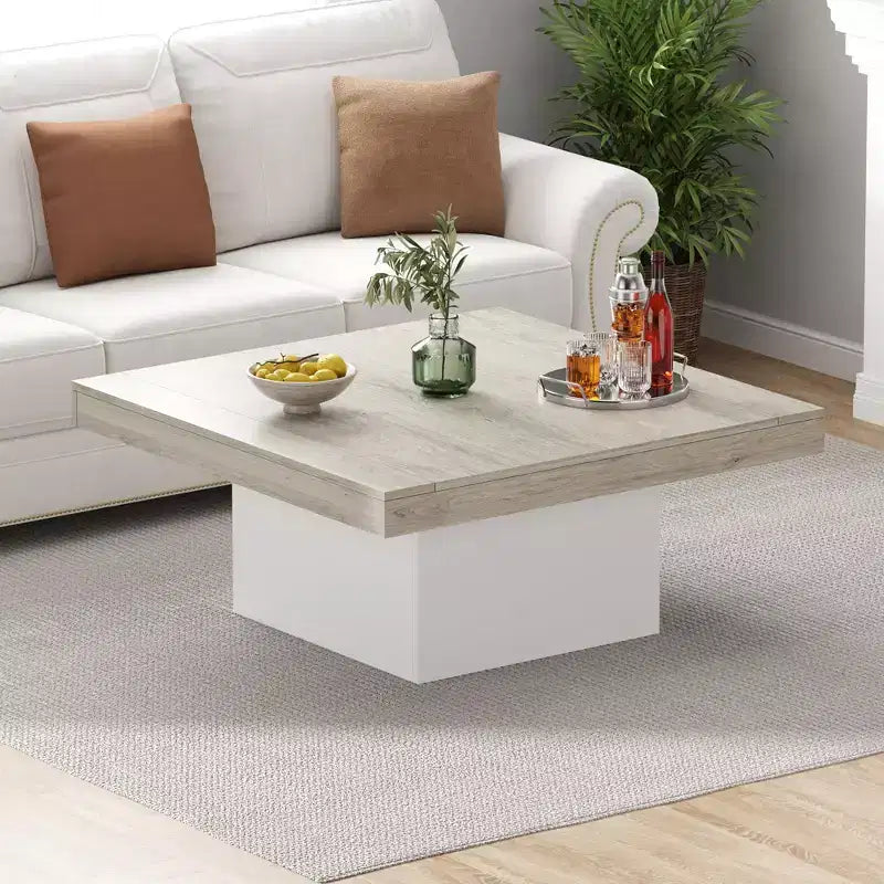 Square coffee table, 35 inches, modern style, suitable for home offices, apartments, reading rooms, easy to assemble.