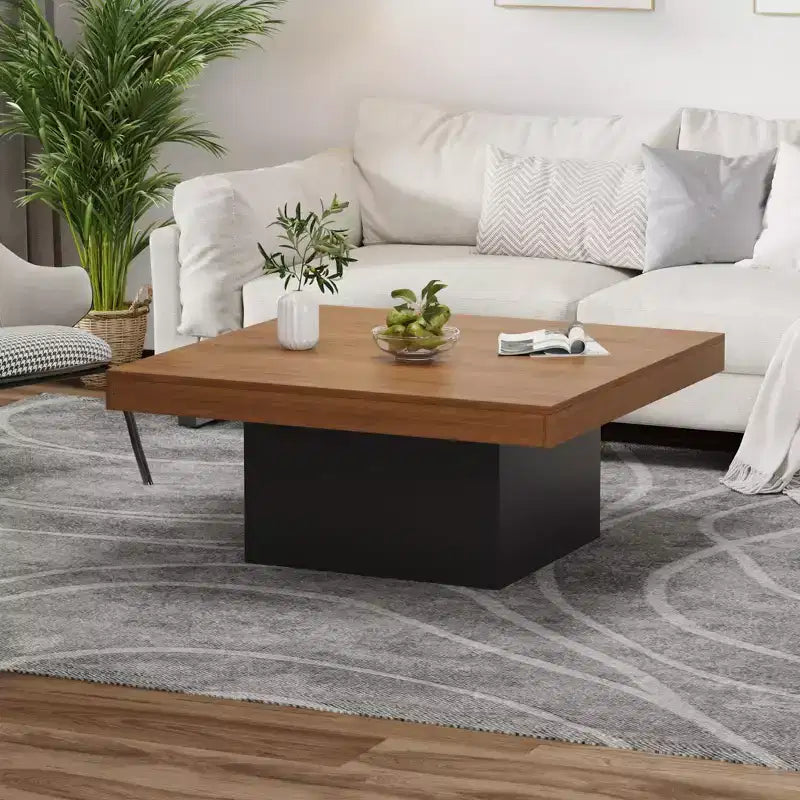 Square coffee table, 35 inches, modern style, suitable for home offices, apartments, reading rooms, easy to assemble.
