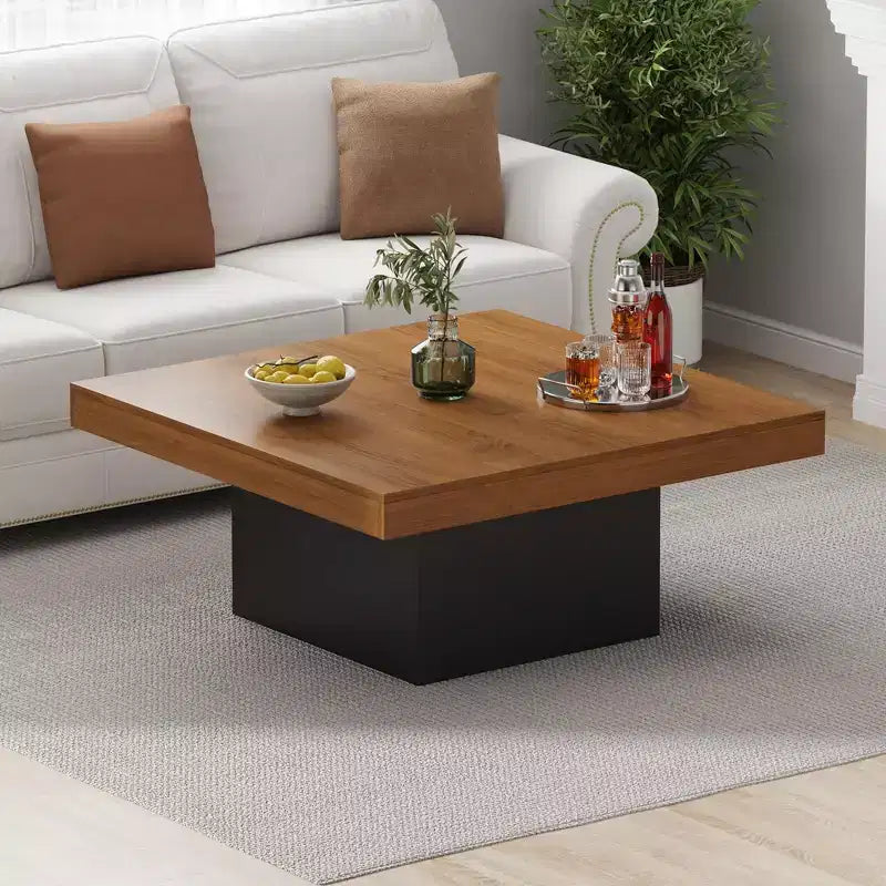 Square coffee table, 35 inches, modern style, suitable for home offices, apartments, reading rooms, easy to assemble.