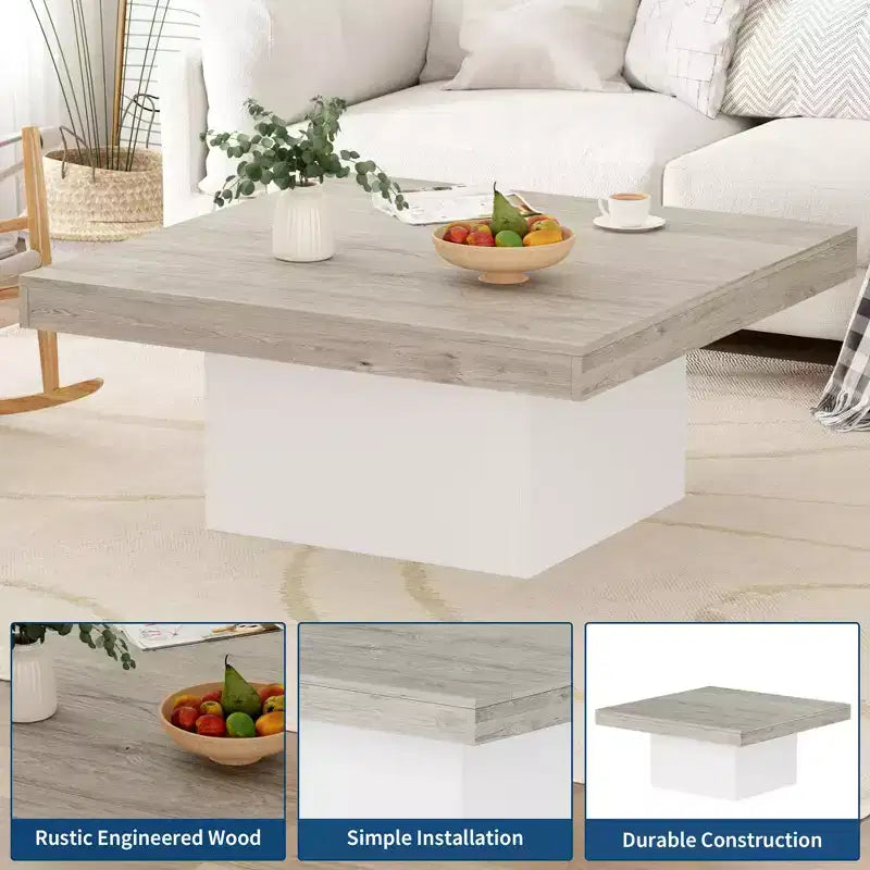 Square coffee table, 35 inches, modern style, suitable for home offices, apartments, reading rooms, easy to assemble.