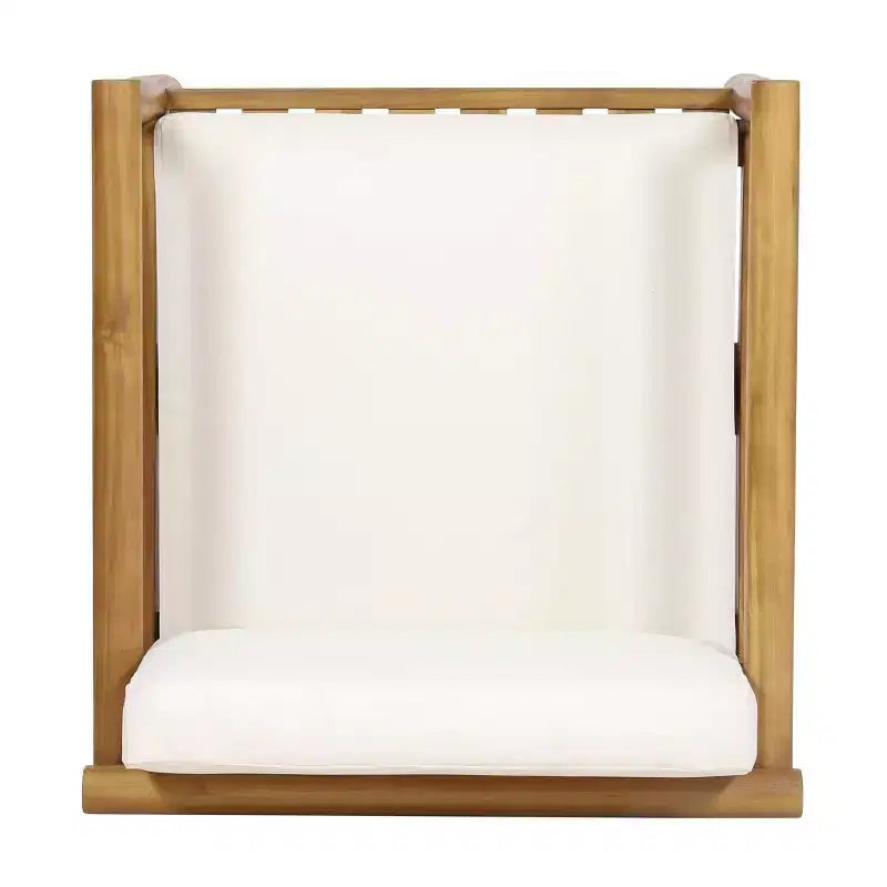 Acacia Wood Accent Lounge Chair with Cushioned Seat and Back, Natural